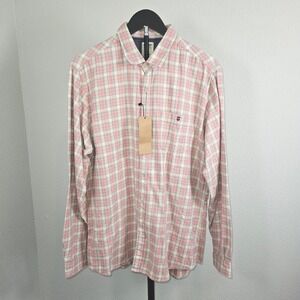 Louis Philippe LP Jeans‎ Flannel Shirt Mens 42 Slim Pink Plaid Button Front